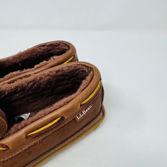 L.L. Bean Brown Leather Wicked Good Moccasin Slippers Women’s 6M - Picture 3 of 11